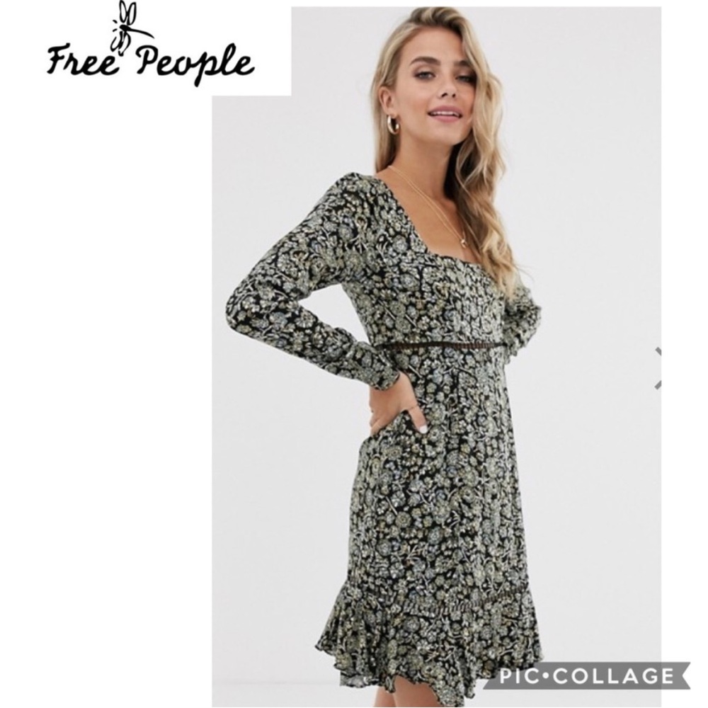 Free People Boheme Floral Mini Tieback Dress Size 10
